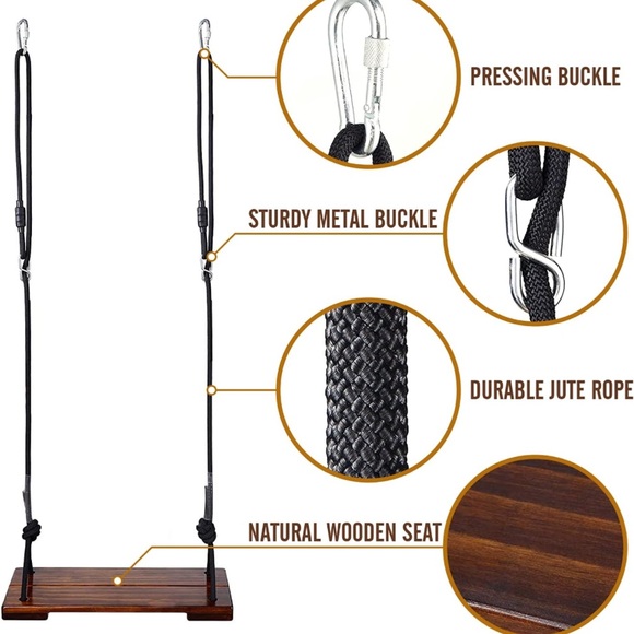 Wooden Swing Seat, Hanging Wood Tree Swings Seat - Picture 3 of 5